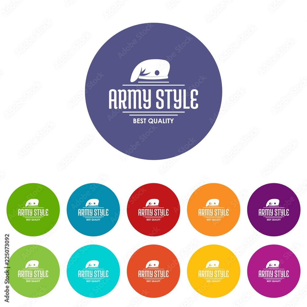 Poster army style icons color set vector for any web design on white background