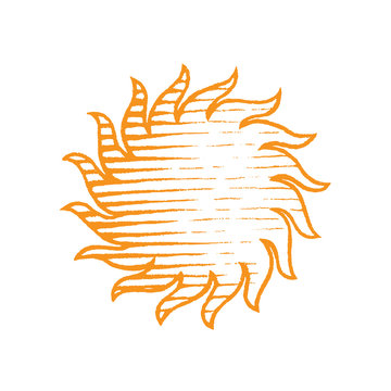 Yellow Vectorized Ink Sketch of Sun Illustration