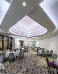 Restaurant with master ceiling made of embedded lights