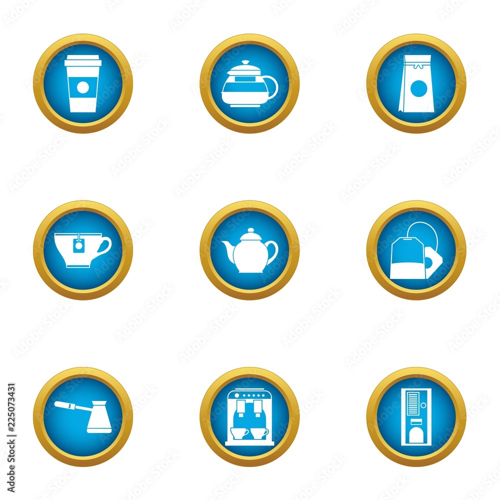 Poster espresso machine icons set. flat set of 9 espresso machine vector icons for web isolated on white ba