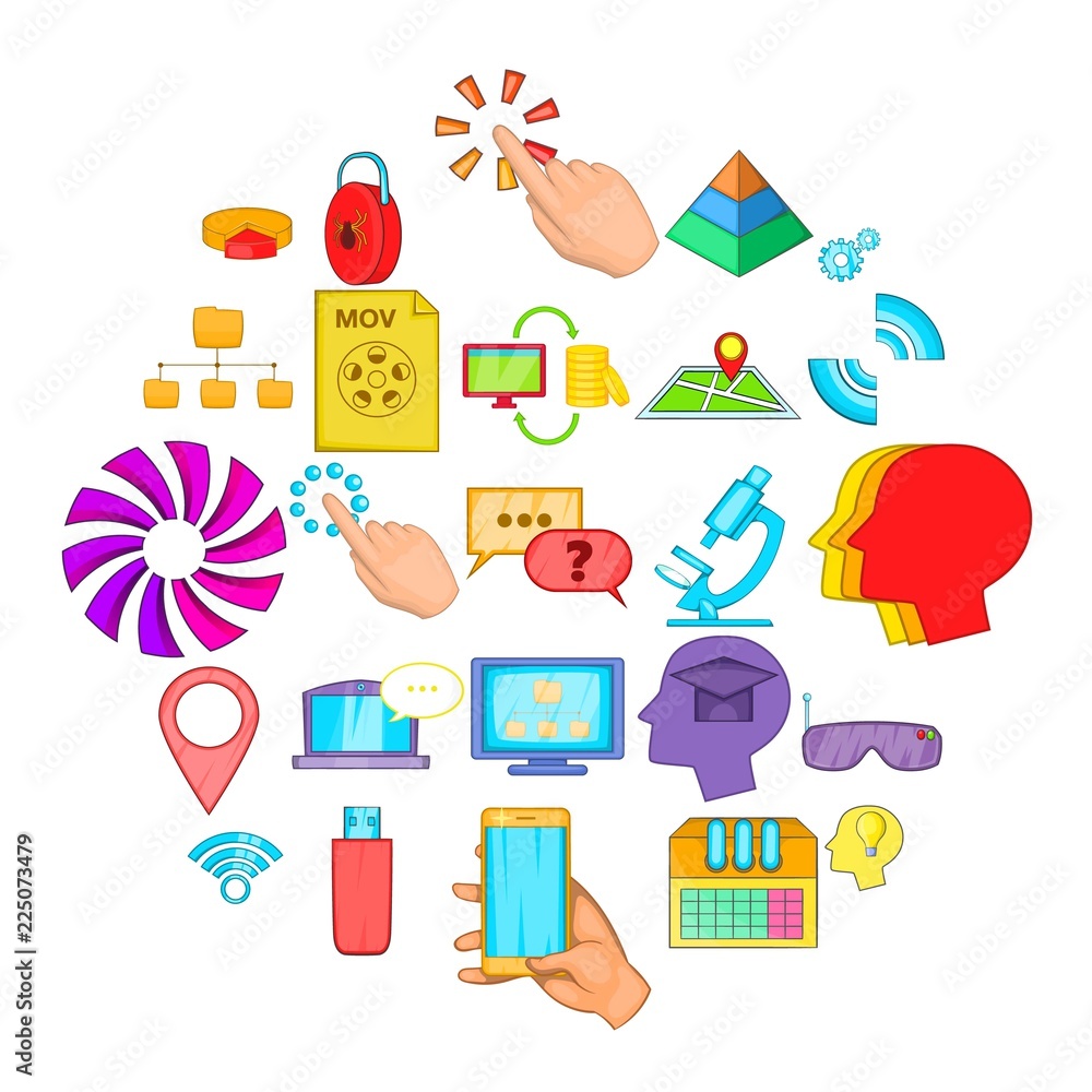 Poster mobile internet icons set. cartoon set of 25 mobile internet vector icons for web isolated on white 