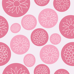 Vector Pink Geometric and Flowers Garden Tea Party Seamless Pattern Background. Perfect for wallpaper, fabric and scrapbooking projects