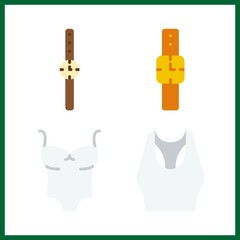 4 brand icon. Vector illustration brand set. tank top and watch icons for brand works