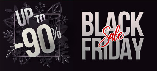 Black Friday sale design with leaves.