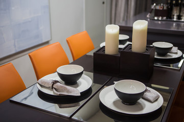 Serving in the living room, stylish black ware in black and white