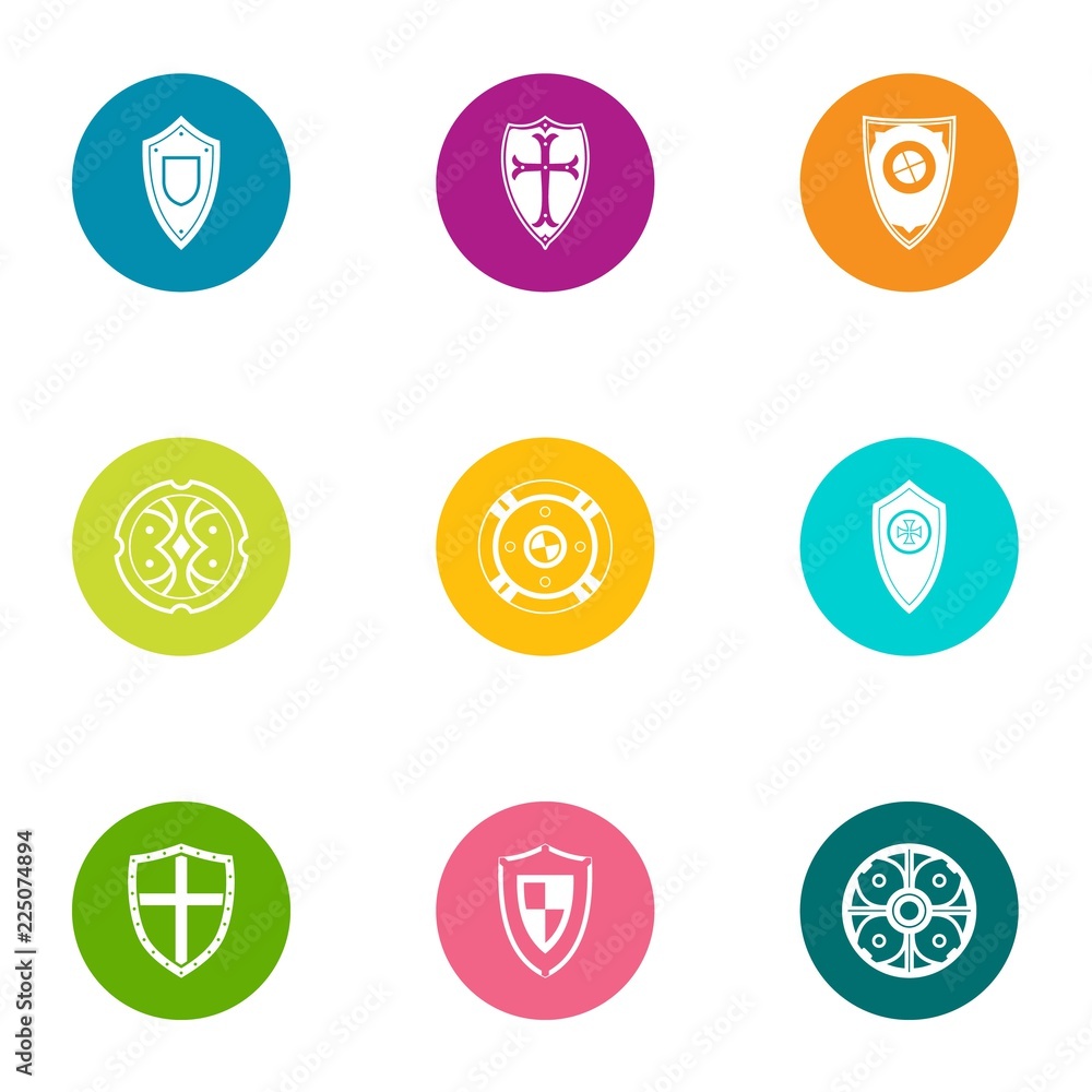 Poster growth shield icons set. flat set of 9 growth shield vector icons for web isolated on white backgrou