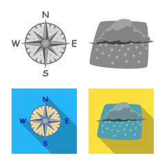 Isolated object of weather and climate logo. Set of weather and cloud vector icon for stock.