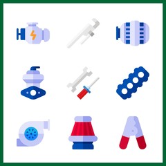 9 mechanic icon. Vector illustration mechanic set. air filter and reparation icons for mechanic works