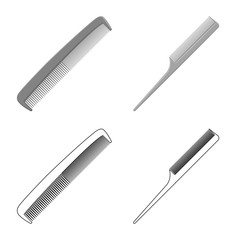 Isolated object of brush and hair icon. Set of brush and hairbrush vector icon for stock.