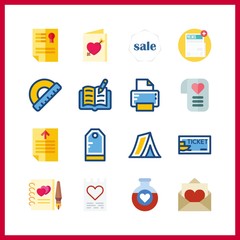 16 paper icon. Vector illustration paper set. text file and guests book icons for paper works
