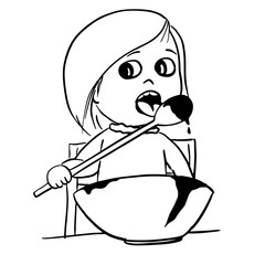 girl making cakes draw