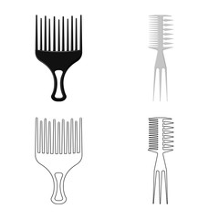 Isolated object of brush and hair icon. Collection of brush and hairbrush stock vector illustration.