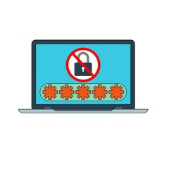 Password security vector icon. Concept protection of user data. Password lock in flat style. Computer security symbol.