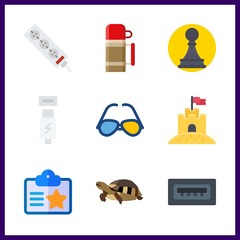 plastic icons set. device, lens, vision and team graphic works