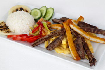 grilled meat and vegetables