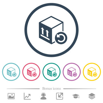 Package return flat color icons in round outlines