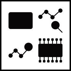 4 screen icon. Vector illustration screen set. smartphone and line chart icons for screen works