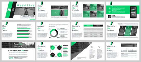 Business presentation slides templates from infographic elements. Can be used for presentation, flyer and leaflet, brochure, corporate report, marketing, advertising, annual report, banner, booklet.