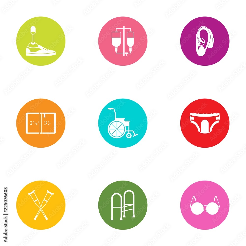Poster body limb icons set. flat set of 9 body limb vector icons for web isolated on white background
