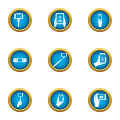 Footage icons set. Flat set of 9 footage vector icons for web isolated on white background