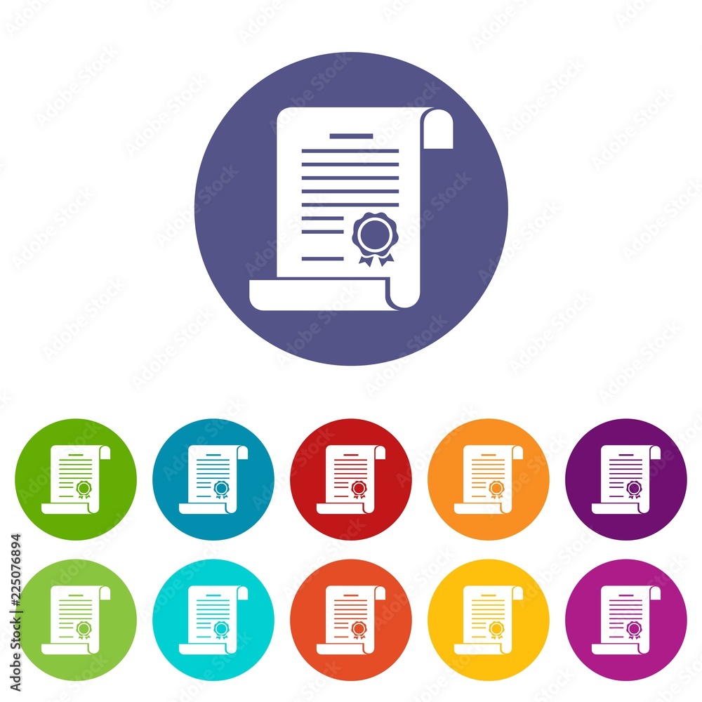 Poster certificate icons color set vector for any web design on white background
