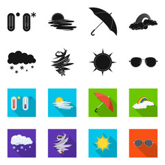 Vector illustration of weather and climate logo. Set of weather and cloud stock symbol for web.