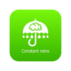 Constant rain icon green vector isolated on white background