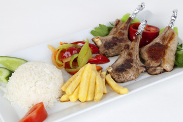 grilled meat with vegetables and potato