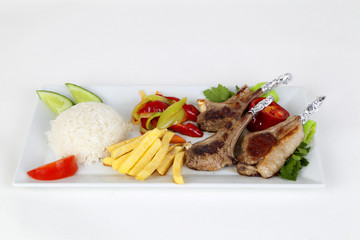 grilled meat with vegetables and potato