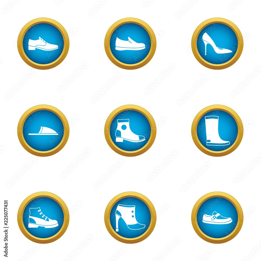 Poster shod icons set. flat set of 9 shod vector icons for web isolated on white background