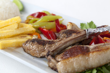grilled meat with vegetables