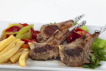 grilled meat and vegetables