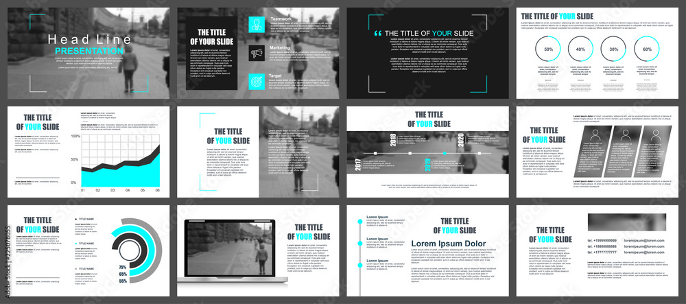 Poster Business presentation slides templates from infographic elements. Can be used for presentation, flyer and leaflet, brochure, corporate report, marketing, advertising, annual report, banner, booklet.
