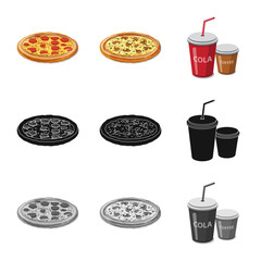 Vector design of pizza and food logo. Set of pizza and italy stock vector illustration.