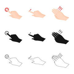 Vector design of touchscreen and hand logo. Set of touchscreen and touch stock symbol for web.