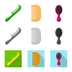 Vector illustration of brush and hair sign. Collection of brush and hairbrush vector icon for stock.