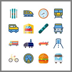 16 fast icon. Vector illustration fast set. velocity and transportation icons for fast works