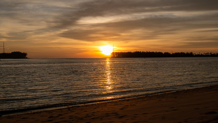 Beach with sunset at evening.