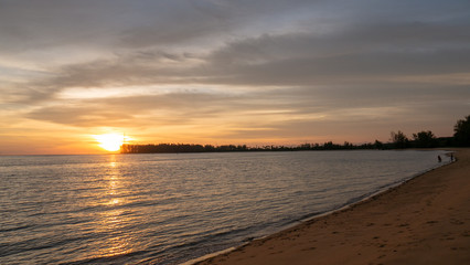 Beach with sunset at evening.