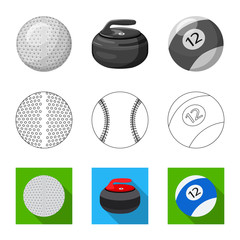 Isolated object of sport and ball icon. Collection of sport and athletic vector icon for stock.