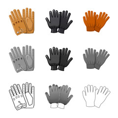 Isolated object of glove and winter logo. Collection of glove and equipment stock symbol for web.