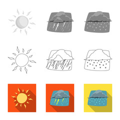 Isolated object of weather and climate sign. Set of weather and cloud stock symbol for web.