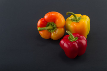 Sweet bell pepper on a colored background. Studio light. Top view