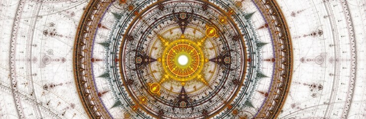 Obraz premium Streszczenie fraktalna koła kompas na białym tle
