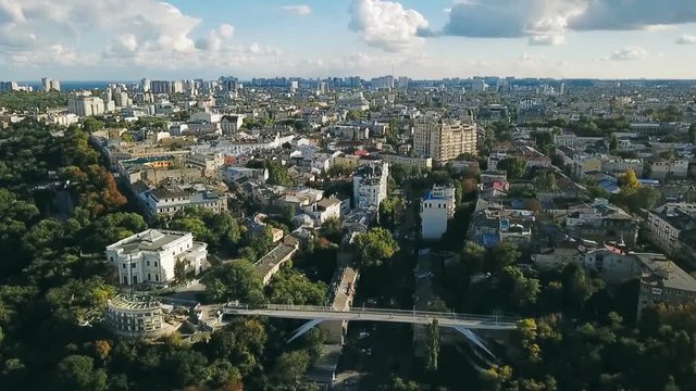 Odessa Ukraine city center. Vorontsov Palace and Teshin bridge. Eastern Europe. Aerial drone video footage. Top view