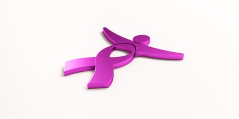 Cancer Awareness People Ribbon pink colored. 3D Render illustration