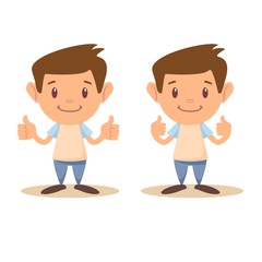 Little boy giving you thumbs up. Stock vector illustration for poster, greeting card, website, ad, business presentation, advertisement design.