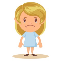 Girl crying gesture. Stock flat vector illustration.