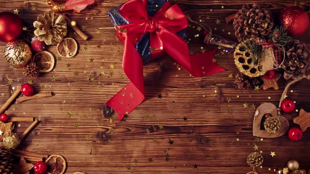 Wooden table with Christmas decoration