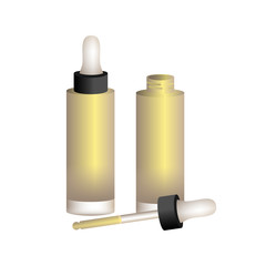 Vector illustration icon with bottle liquid matte foundation for making makeup to woman